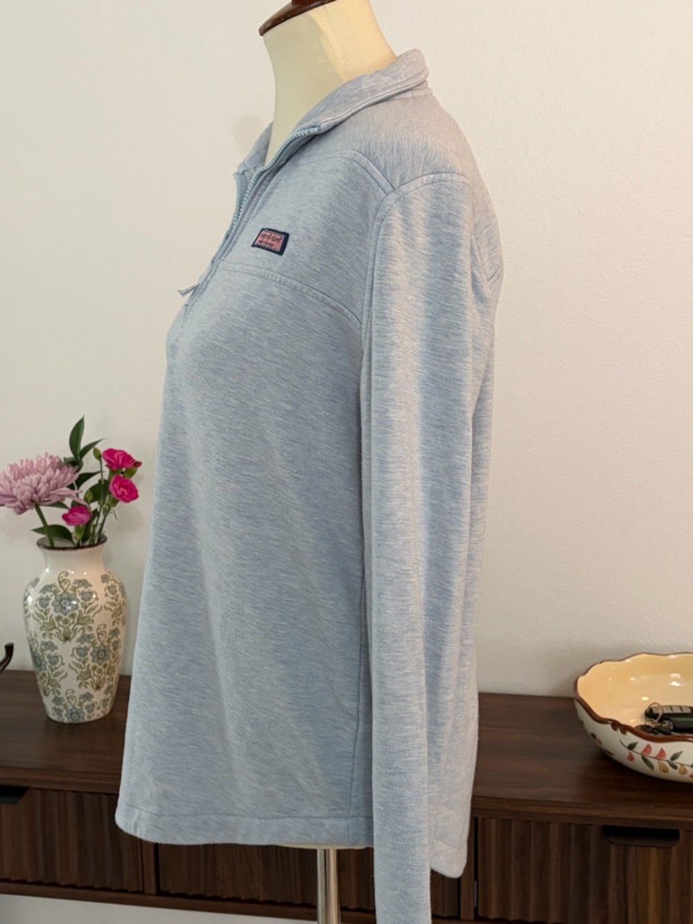 Vineyard Vines Pale Blue Half-Zip Sweatshirt Shep Shirt - Picture 3 of 9